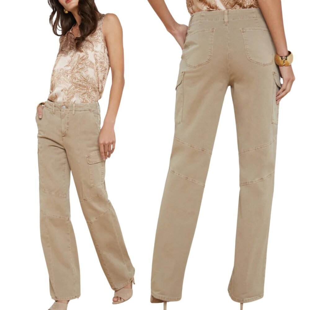 L'Agence Brooklyn High Rise Utlity Cargo Wide Leg Pants Women's 24 Tan Rye NWT